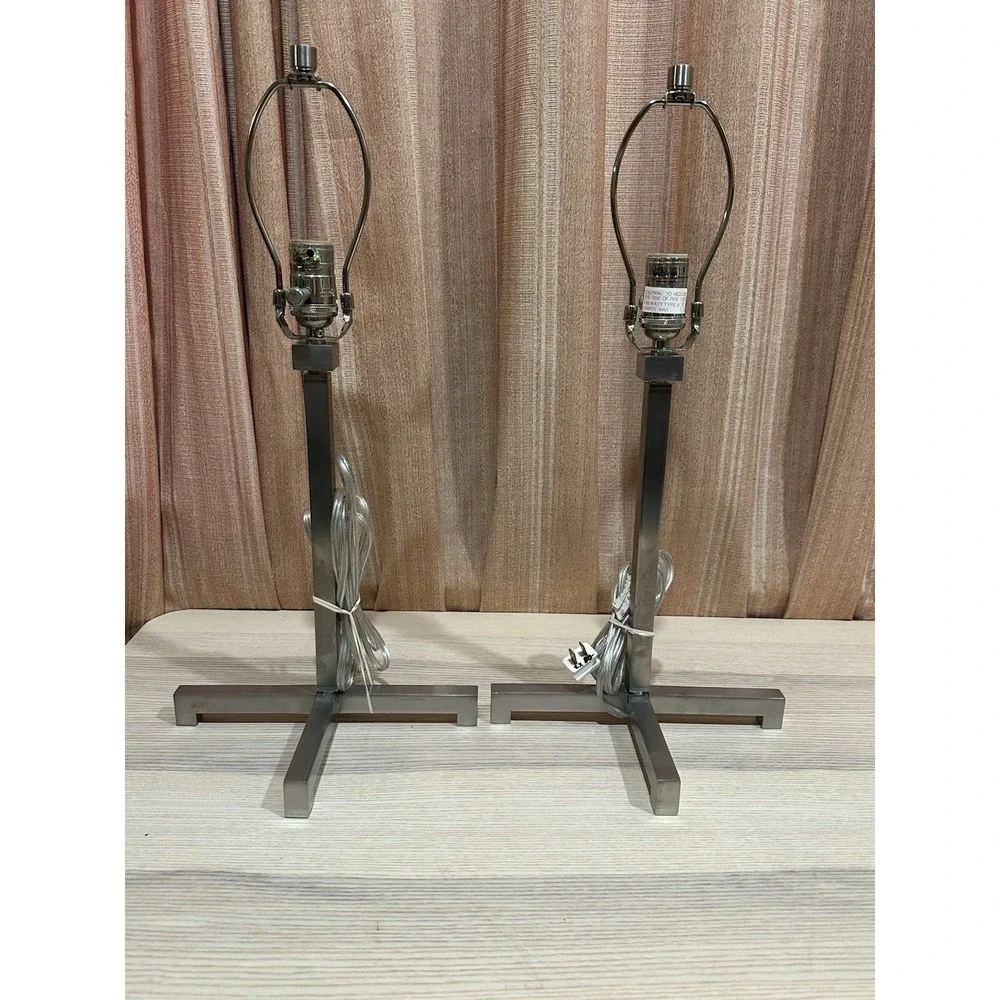 Walter Von Nessen Lighting Brass Table Lamps Satin Nickel 22